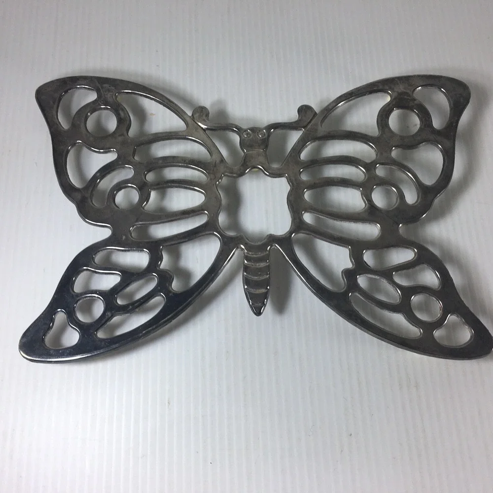 Leonard Silverplate Butterfly Trivet Italy Vintage Mid Century MCM